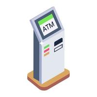 Instant banking service, cash machine icon in isometric style vector