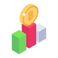 Bitcoin graph vector in trendy isometric style