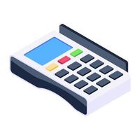 Adding machine, editable isometric vector of calculator