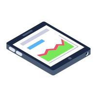 Data inside mobile phone, concept of business app isometric icon vector