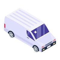 Banking delivery transport, isometric icon of money truck vector