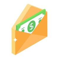 Send money vector style, dollar cash with envelope