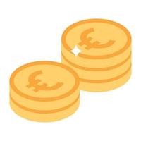 Euro coins icon in editable isometric style vector