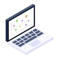 Plot graph inside website isometric icon vector