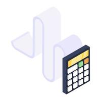 Adding machine, editable isometric vector of calculator