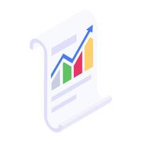 hoja infográfica, icono de gráfico de datos en diseño isométrico vector