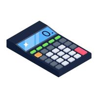 Adding machine, editable isometric vector of calculator