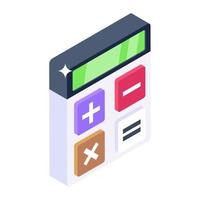 Adding machine, editable isometric vector of calculator