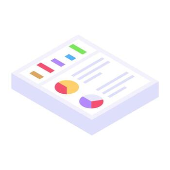 Infographic sheet, data chart icon in isometric design vector