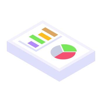 Infographic sheet, data chart icon in isometric design vector