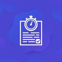 chronometer and results, timer and document vector icon