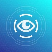 iris scan icon, biometric recognition, eye scanning, vector illustration