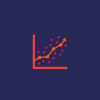 regression analysis icon with graph, chart vector
