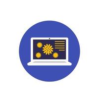 viruses on laptop screen vector icon