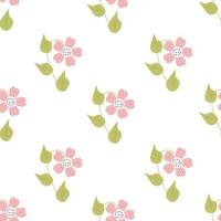 Floral seamless pattern. Decorative flower with branches and leaves on white background. Vector illustration. Botanical pattern for decor, design, print, packaging, wallpaper and textile