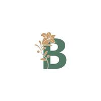 Letter B icon with lily beauty illustration template vector