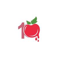 número 1 con ilustración de plantilla de diseño de logotipo de icono de tomate vector