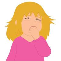 little girl is crying out loud. Bad mood vector
