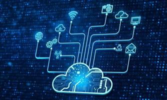 Cloud computing technology. Data information on cloud to backup storage internet data.