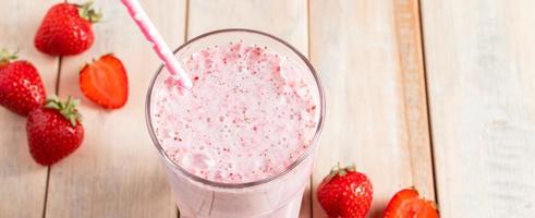 Milkshake with strawberries. photo