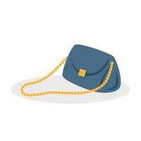 Women handbag with gold handle in a side view. Vector isolated illustration