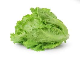 fresh green lettuce salad leaves isolated on white background, clipping path, full depth of field photo