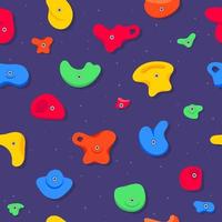 Seamless pattern of climbing grips or holds in the gym bouldering training flat style design vector illustration.