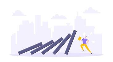 Domino effect or business resilience metaphor vector illustration concept.