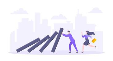 Domino effect or business resilience metaphor vector illustration concept.