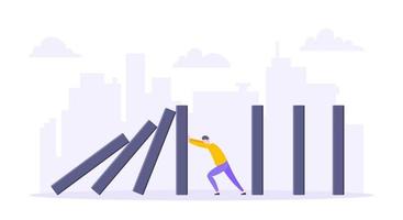 Domino effect or business resilience metaphor vector illustration concept.