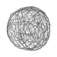 Tangle chaos abstract hand drawn messy scribble sphere ball vector illustration.