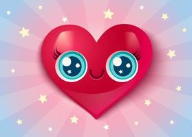 Cute heart in kawaii style for Valentine's day. vector