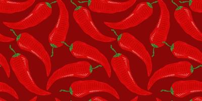 Vector seamless pattern of vintage chilli pattern.
