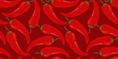 Vector seamless pattern of vintage chilli pattern.