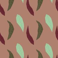 Seamless pattern with abstract geometric leaves. Design in boho style . Vector illustration