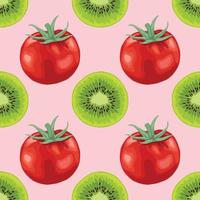 red tomato and kiwi pattern design vector