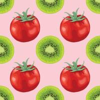 red tomato and kiwi pattern design vector