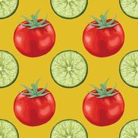 red tomato and lemons seamless vector