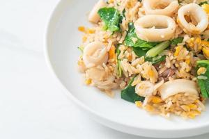 Fried rice with squid or octopus photo