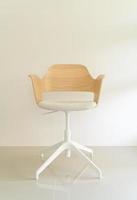 wood chair with fabric seat photo