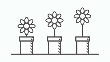 fleur animée qui pousse dans le style d'art de tableau blanc doodle. décrire la croissance des bénéfices dans les affaires. video