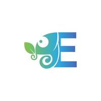 Letter E icon with chameleon logo  design template vector