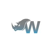 Letter W with rhino head icon logo template vector