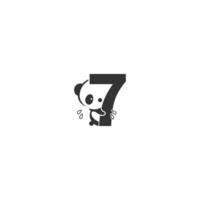 Panda icon behind number 7 logo illustration vector