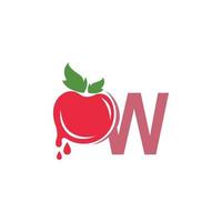 letra w con ilustración de plantilla de diseño de logotipo de icono de tomate vector