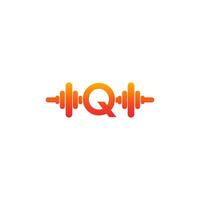 Letter Q with barbell icon fitness design template illustration vector