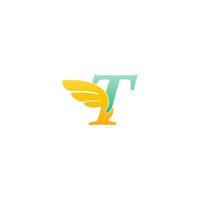 Ilustración de icono de logotipo de letra t con alas vector