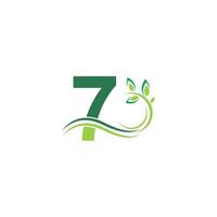 Number 7 Icon with floral logo design template illustration vector