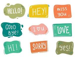 Set of hand drawn style speech bubble. Vector illustration