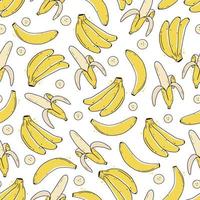 Seamless pattern of hand drawn banana fruit. Doodle sketch style. vector